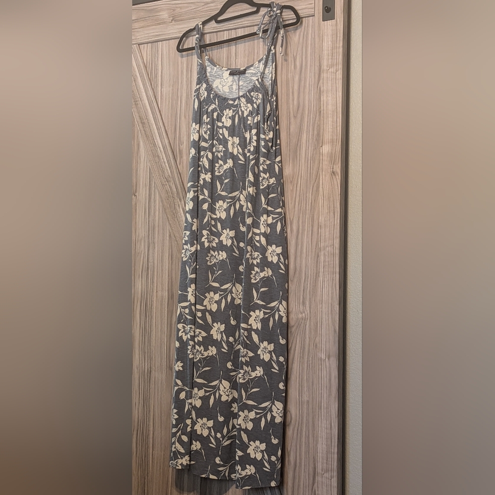Lane Bryant Gray and Cream Floral Maxi Dress
